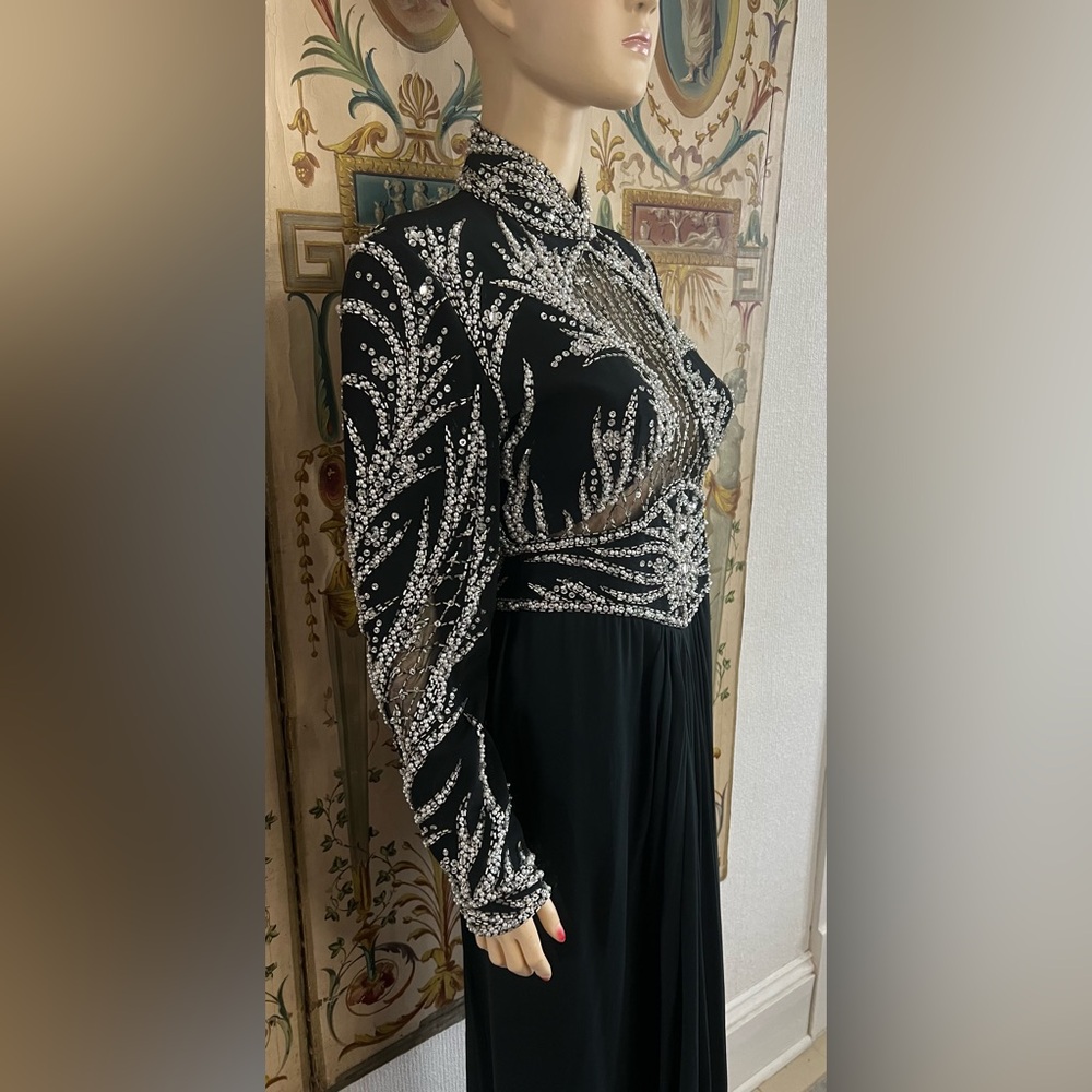 Vintage Black Tie Oleg Cassini Dress - Picture 4 of 16